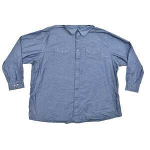 SYNGRY Men's Blue Button Down Shirt Regular Size 4XLT 100% Cotton